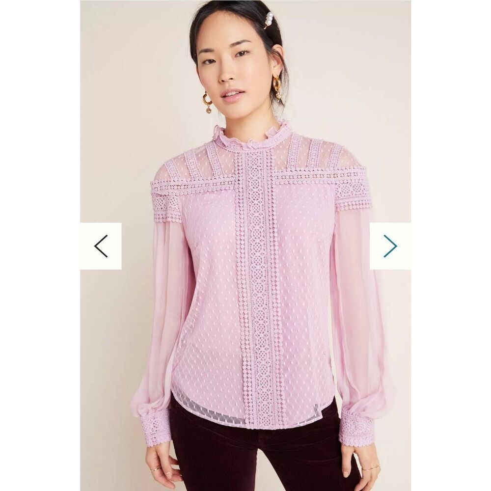 Anthropologie ATSU Priscilla Embroidered Blouse Size 2